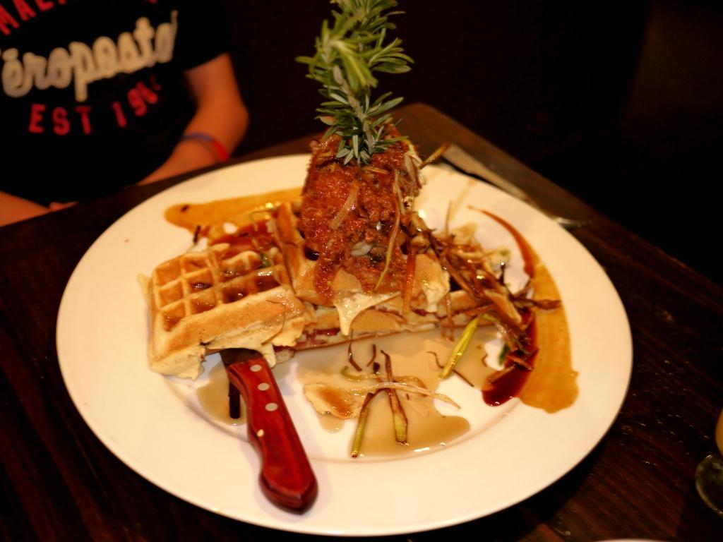 Hash House a go go chicken and waffle tower