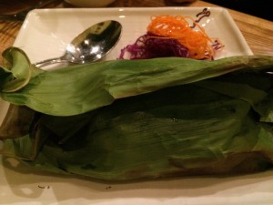 Thip Khao fish in banana leaf
