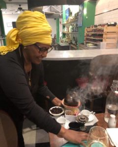 Delina coffee ceremony with Chef Abeba Bisetegn